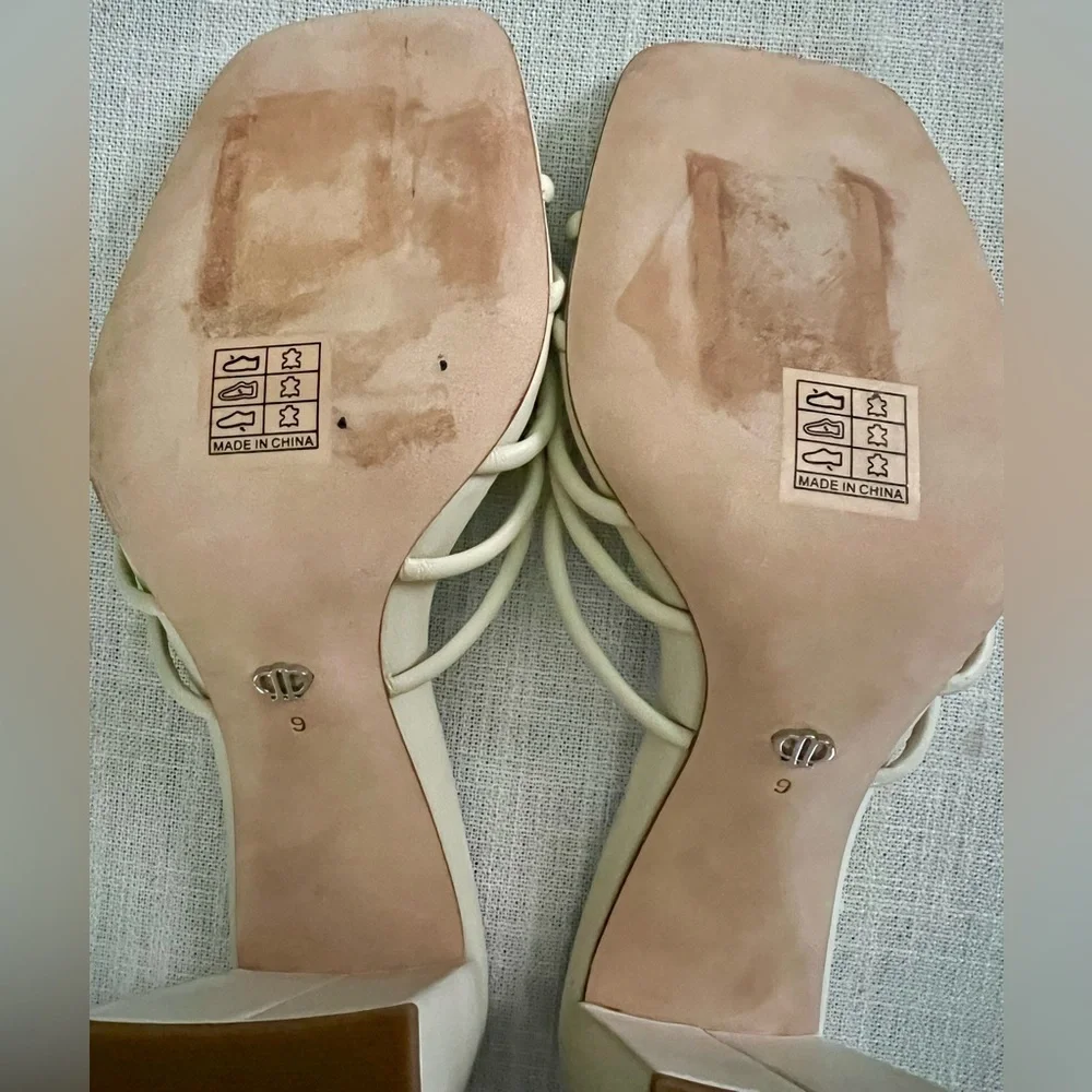 PAIGE “Becca” Slip On Strappy High Heel Sandals, Bone, Size US 9, NWOB. - Picture 8 of 11